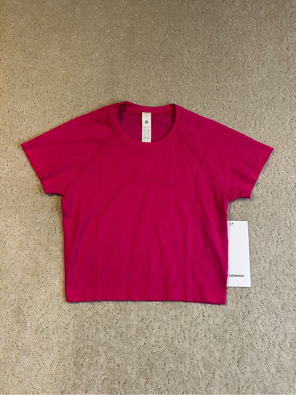 NWT Lululemon Swiftly Tech Cropped Short-Sleeve Shirt 2.0 Sz 6 Pink Flare